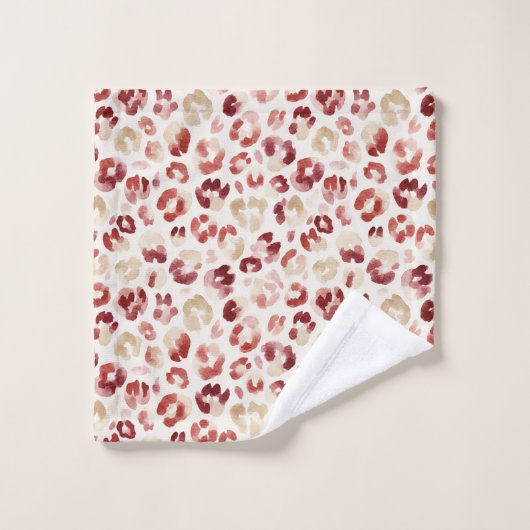 Rode Crème Luipaard Dierenprint Bad Handdoek (Wasdoekje)