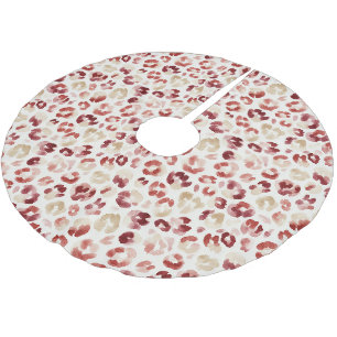 Rode Crème Luipaardprint Kerst Kerstboom Rok