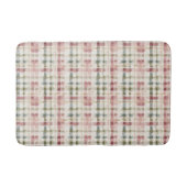 Rode Crème Plaid Strepen Bruids Shower Badmat (Voorkant)