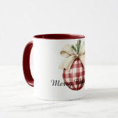 Rode Crème Plaid Strepen Kerst Bal Mok (Voorkant links)