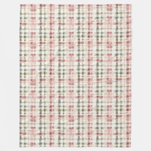Rode Crème Plaid Strepen Verjaardag Fleece Deken (Voorkant)