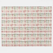 Rode Crème Plaid Strepen Verjaardag Fleece Deken (Voorkant (Horizontaal))