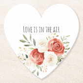 Rode Crème Rozen Bloemrijke Liefde Bruidscadeaufee Kartonnen Onderzetters (Voorkant)