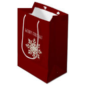 Rode Crème Sneeuwvlok Kerstmis Medium Cadeauzakje (Voorkant Gekanteld)