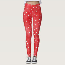 Rode Crème Stippen Leggings