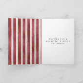 Rode Crème Strepen Boog Kerst Kaart (Binnen)