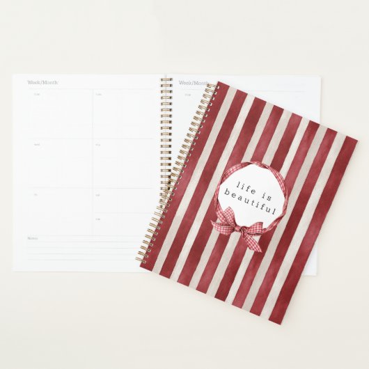 Rode Crème Strepen Boog Planner (Display)