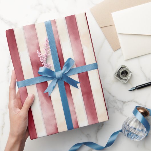 Rode Crème Strepen Bruidscadeau Cadeaupapier (Geschenken)