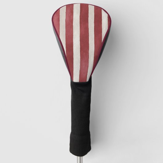 Rode Crème Strepen Golfheadcover (Voorkant)