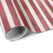 Rode Crème Strepen Kerst Cadeaupapier (Rol Hoek)