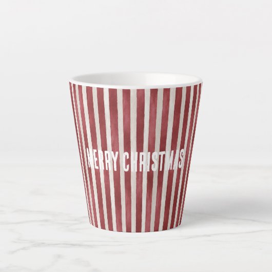 Rode Crème Strepen Kerst Latte Mok (Voorkant)