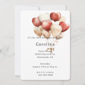 Rode Crème Witte Hartjes Ballonnen Verjaardag Kaart (Voorkant)