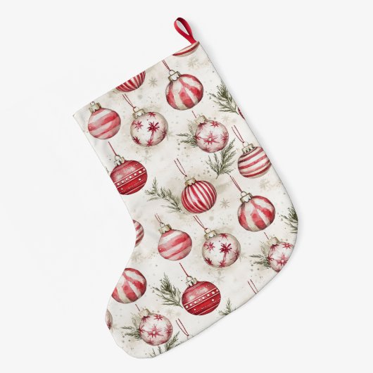 Rode Crème Witte Kerstballen Grote Kerstsok (Achterkant (Hangend))