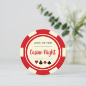 Rode Crème Witte Poker Chip Casino Nacht Kaart (Staand voorkant)