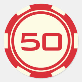 Rode Crème Witte Pokerchip Casino Verjaardag Numme Ronde Sticker