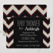 Rode crème zwart Chevron baby shower Kaart (Voorkant / Achterkant)
