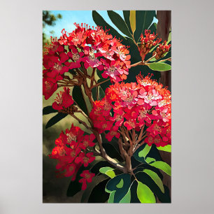 Rode Crêpe Myrtle Flowers Art Print Poster