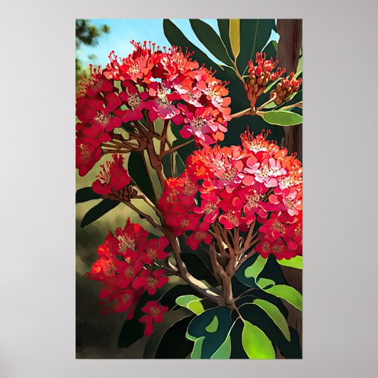 Rode Crêpe Myrtle Flowers Art Print Poster (Voorkant)