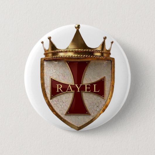 Rode Crest RayEl-knop / Badge Ronde Button 5,7 Cm (Voorkant)