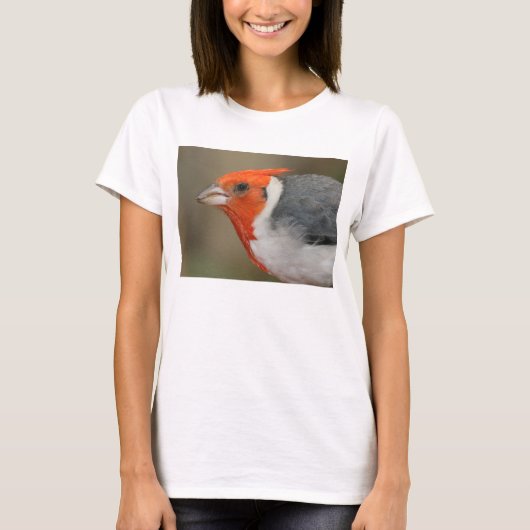 Rode Crested Kardinaal T-shirt (Voorkant)