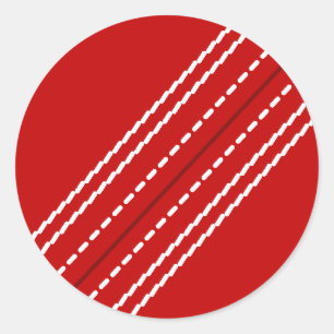 Rode cricketbal stickers    met tekst