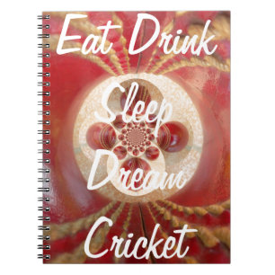 Rode cricketballen ontwerp notitieboek