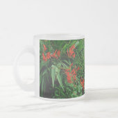 Rode crocosmia matglas koffiemok (Links)