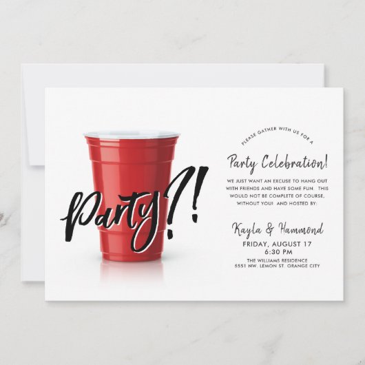 Rode Cup | Elke feestdag Fun Invi Kaart (Voorkant)