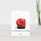 Rode cupcake foto Happy Birthday Kaart (Achterkant)
