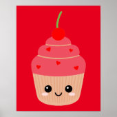 Rode Cupcake Print, Dessert Thema  Poster (Voorkant)
