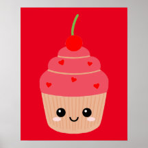 Rode Cupcake Print, Dessert Thema 