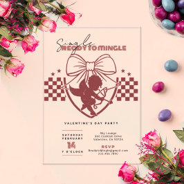 Rode Cupid Singles Valentijnsdagfeest Acryl Uitnodigingen