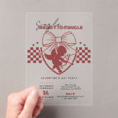 Rode Cupid Singles Valentijnsdagfeest Acryl Uitnodigingen (Insitu (Draagbaar))
