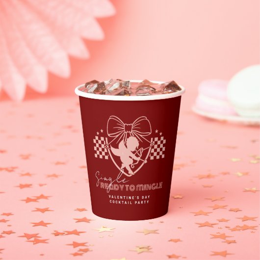 Rode Cupid Singles Valentijnsdagfeest Papieren Bekers (Insitu)