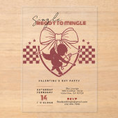 Rode Cupido Singles Valentijnsdagfeest  Acryl Uitnodigingen (Voorkant)