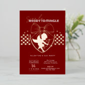 Rode Cupido Singles Valentijnsdagfeest Folie Uitnodiging (Staand Voorkant)