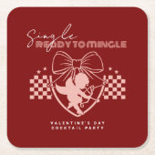 Rode Cupido Singles Valentijnsdagfeest  Kartonnen Onderzetters (Voorkant)