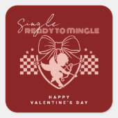 Rode Cupido Singles Valentijnsdagfeest  Vierkante Sticker (Voorkant)
