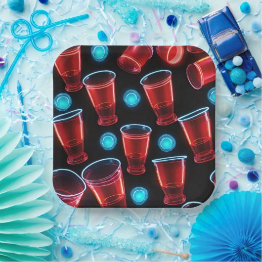 Rode Cups Bier Bash Square Papieren Bordje (Feest)