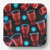 Rode Cups Bier Bash Square Papieren Bordje (Voorkant)