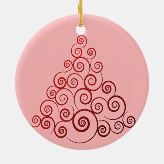 Rode Curleque kerstboom Keramisch Ornament (Achterkant)