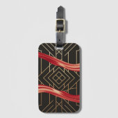 Rode Curven op Zwart & Goud Bagagelabel (Voorkant (verticaal))