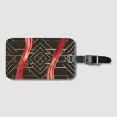 Rode Curven op Zwart & Goud Bagagelabel (Voorkant (horizontaal))