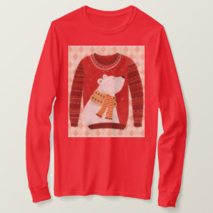 Rode Cute IJsbeer Lelijke Trui Kunst op T-Shirt