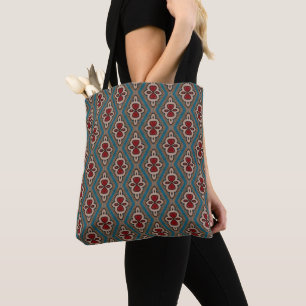 Rode Cyaan Koper Azulejos Tegel Patroon Elegantie Tote Bag