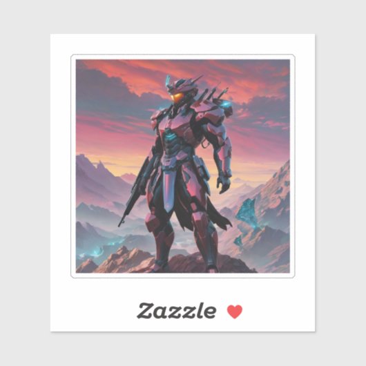 Rode Cyborg Ninja van het Noorden2 Sticker (Vel)