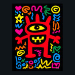Rode Cyclops Alien – Funky Neon Pop Art Monster Poster<br><div class="desc">De Rode Cyclops Alien straalt funky neon energie uit! Met één gloeiend oog en een ondeugende grijns is dit pop art monster de perfecte vreemde metgezel voor levendige en speelse muren.</div>