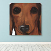 RODE DACHSHOND CANVAS AFDRUK (Insitu (Houten vloer))