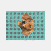 Rode Dachshond Hond Fleece Deken (Voorkant (Horizontaal))
