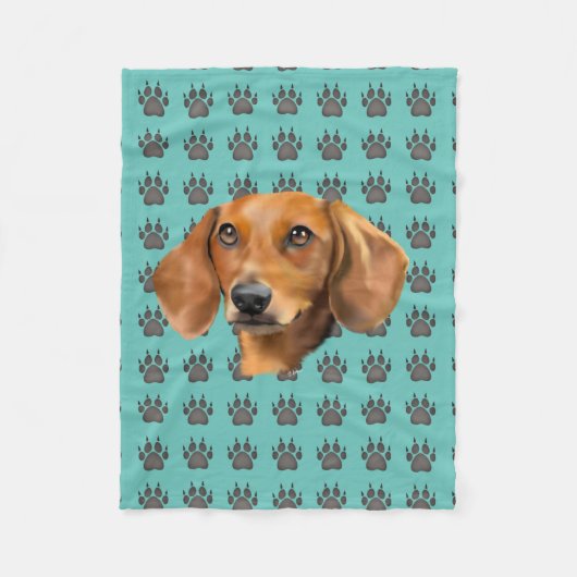 Rode Dachshond Hond Fleece Deken (Voorkant)